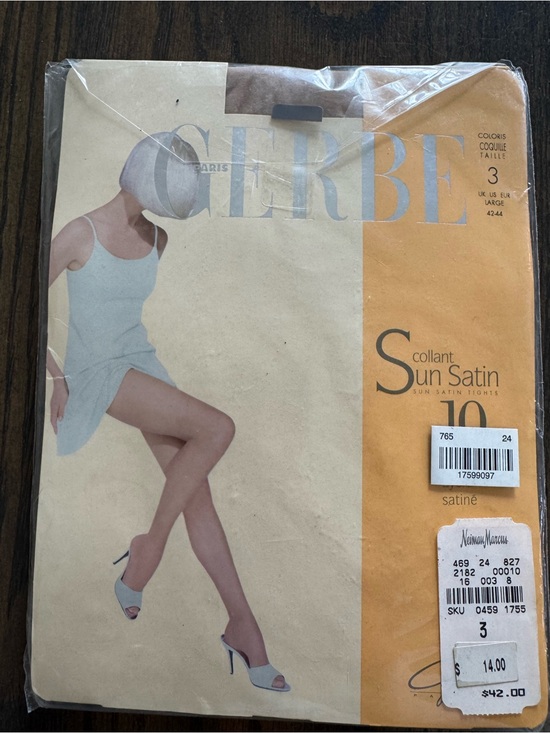 Gerbe Accessories - Gerbe vintage French hosiery Sheer Tights in Sun satin 10 D Deadstock